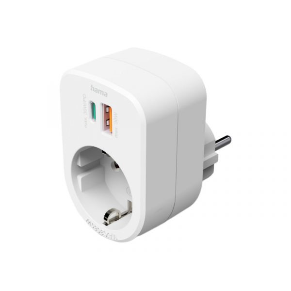 Hama konnektor adapter beépített töltővel USB-A, USB-C , 30W, FIP (223343)
